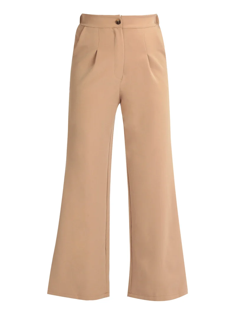 Pantaloni donna a gamba larga - khaki