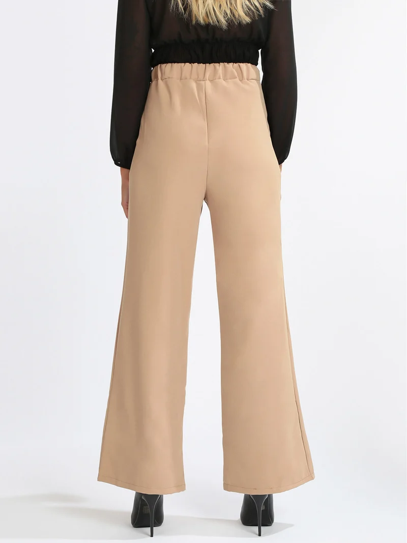 Pantaloni donna a gamba larga - khaki