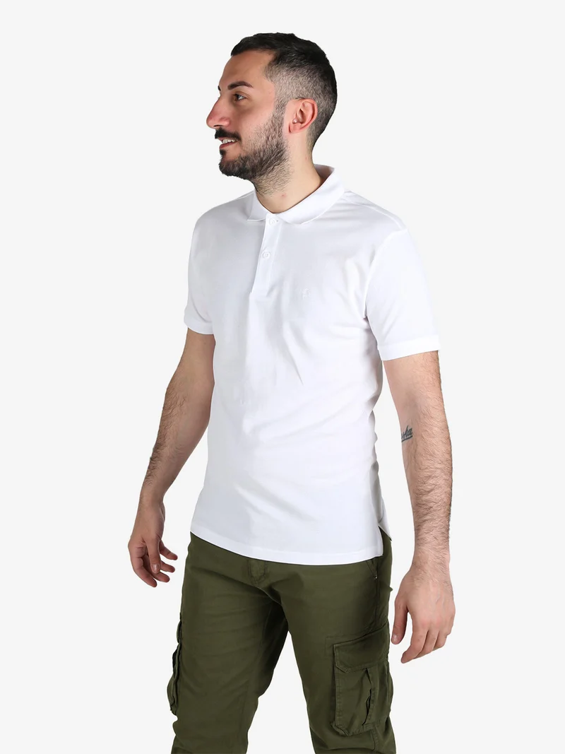Polo da uomo in cotone a maniche corte - bianco