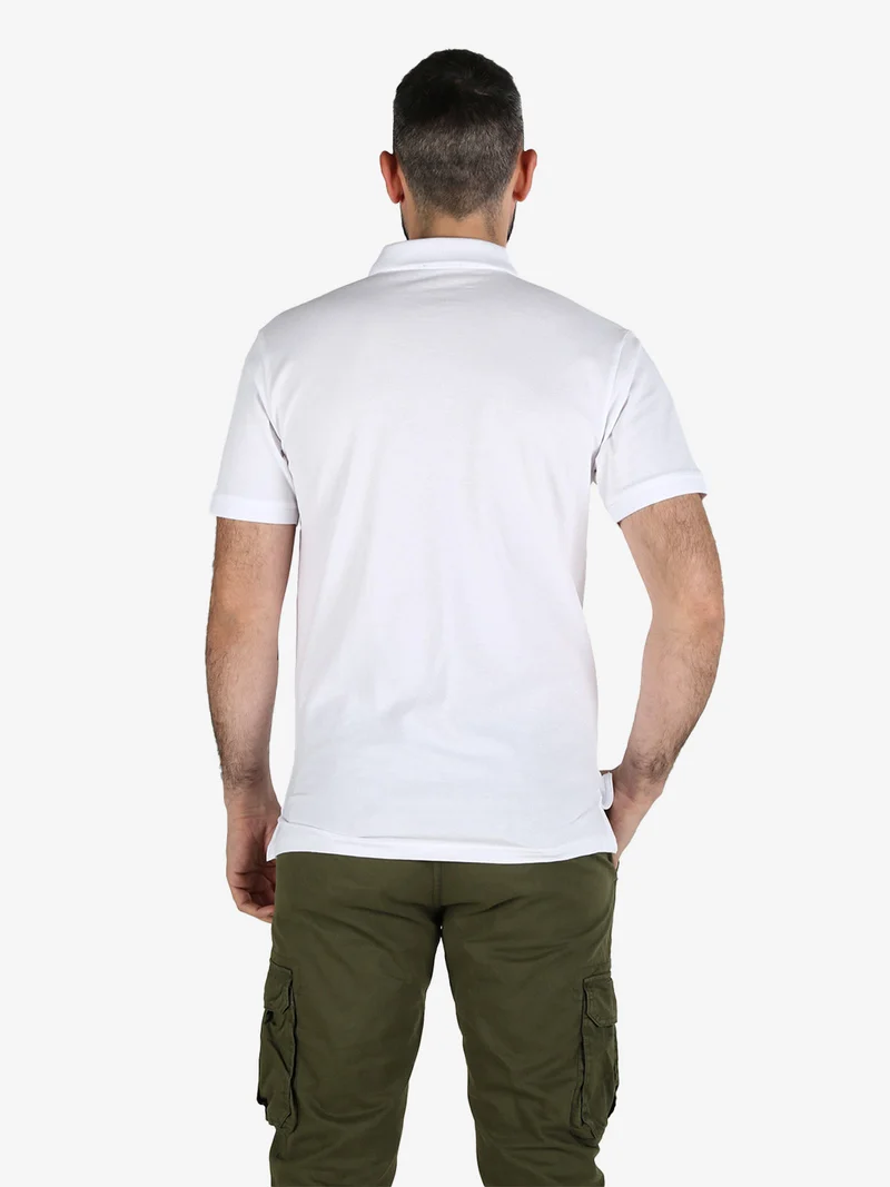 Polo da uomo in cotone a maniche corte - bianco