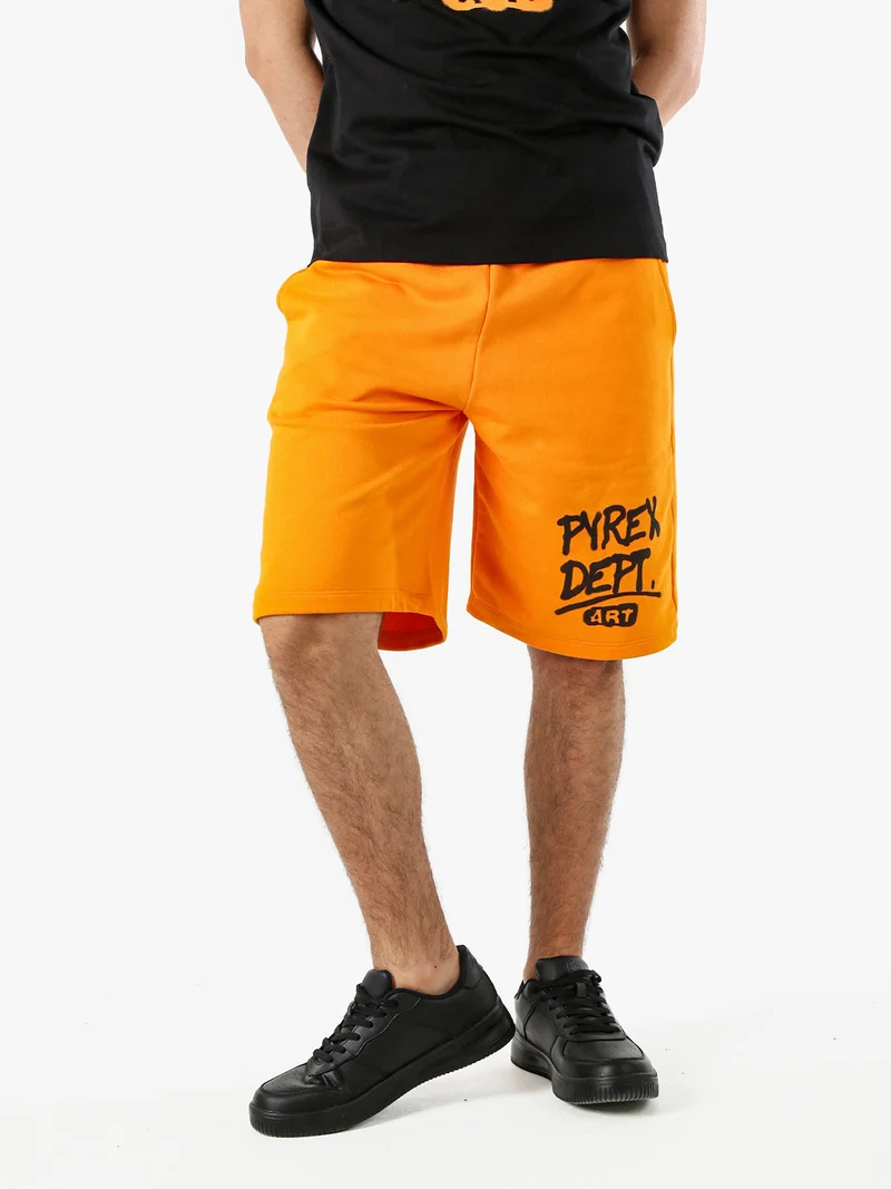 Bermuda sportivi da uomo in cotone con logo - arancione