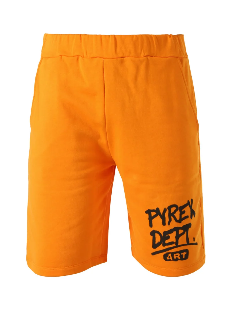 Bermuda sportivi da uomo in cotone con logo - arancione