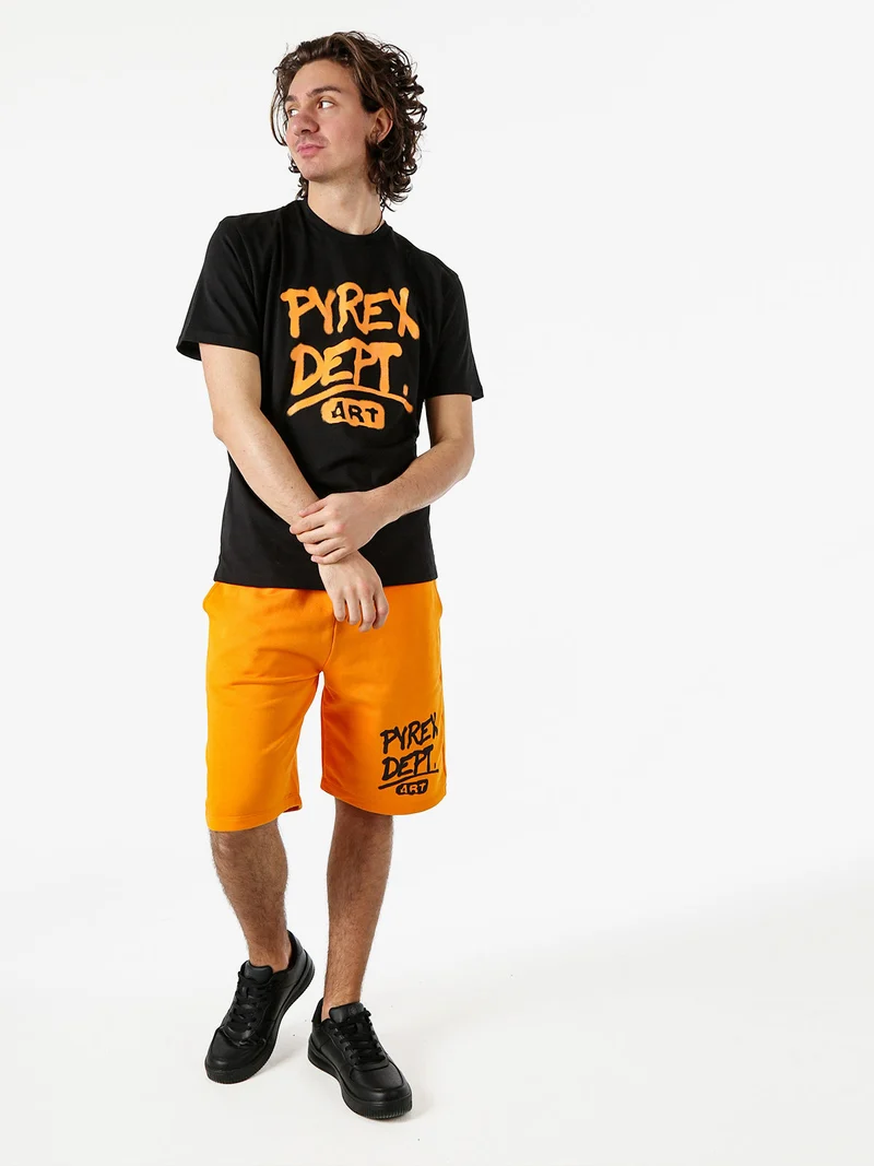 Bermuda sportivi da uomo in cotone con logo - arancione