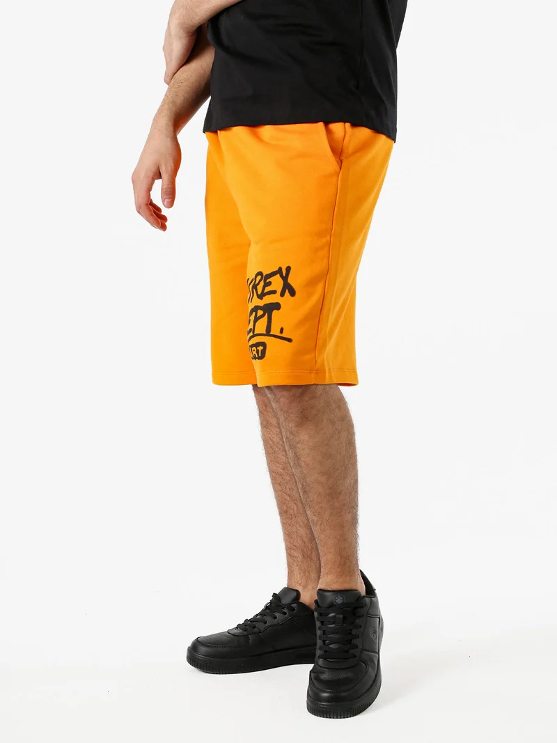 Bermuda sportivi da uomo in cotone con logo - arancione
