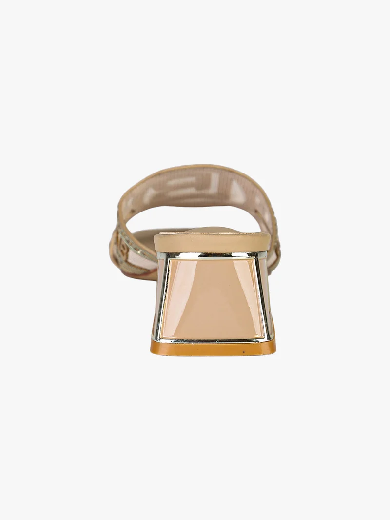 Ciabatte donna con logo e strass - marrone