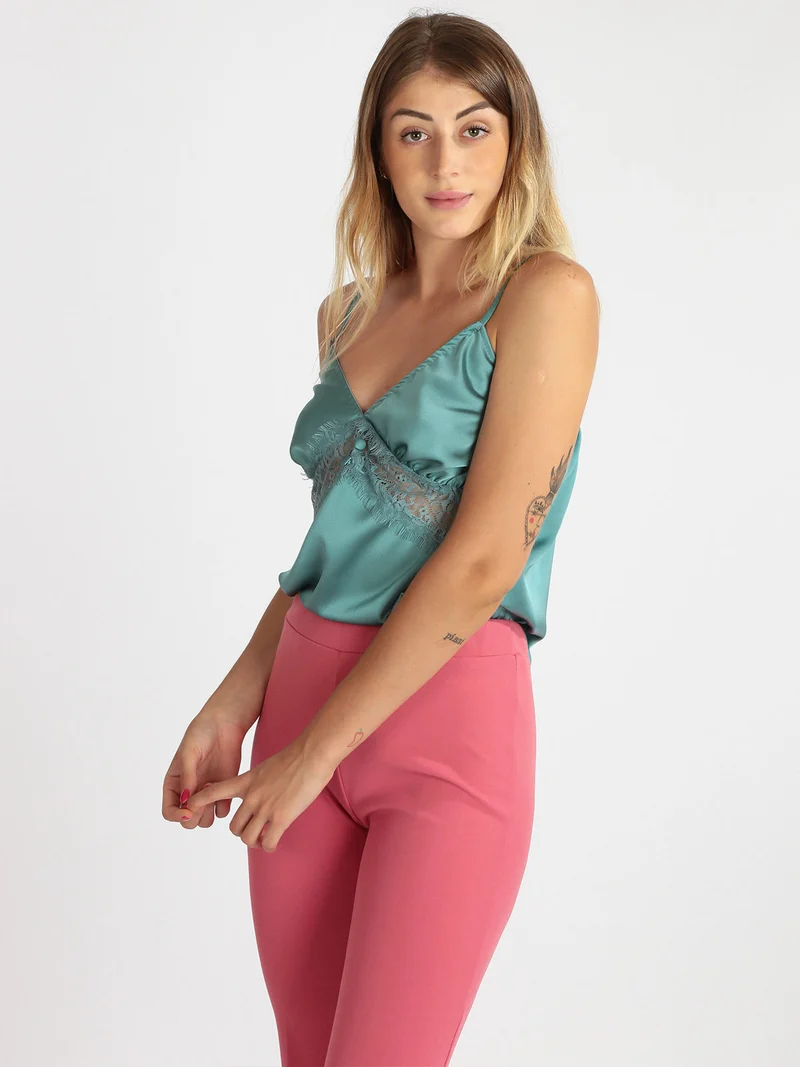 Top donna effetto raso - verde chiaro