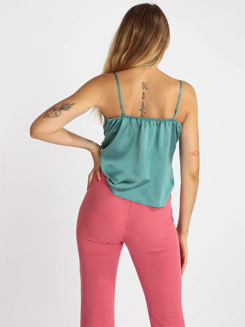 Top donna effetto raso - verde chiaro