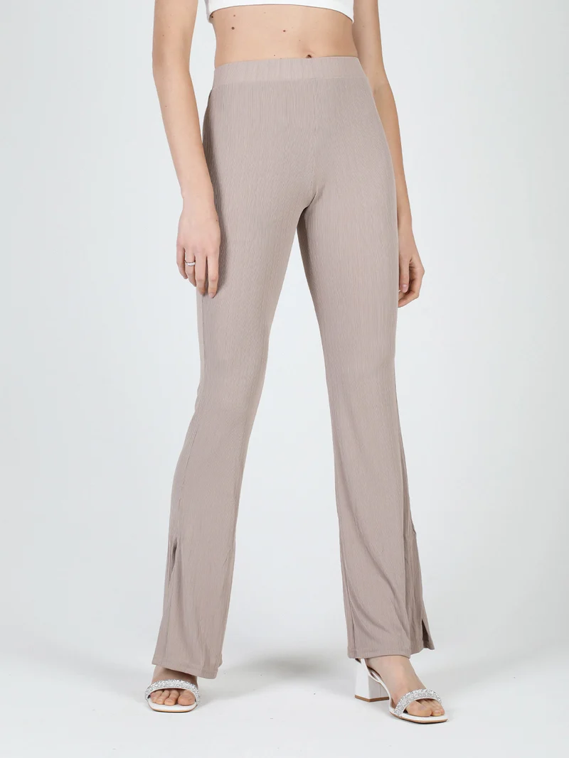 Leggings donna leggeri con finale a zampa e spacco laterale - khaki