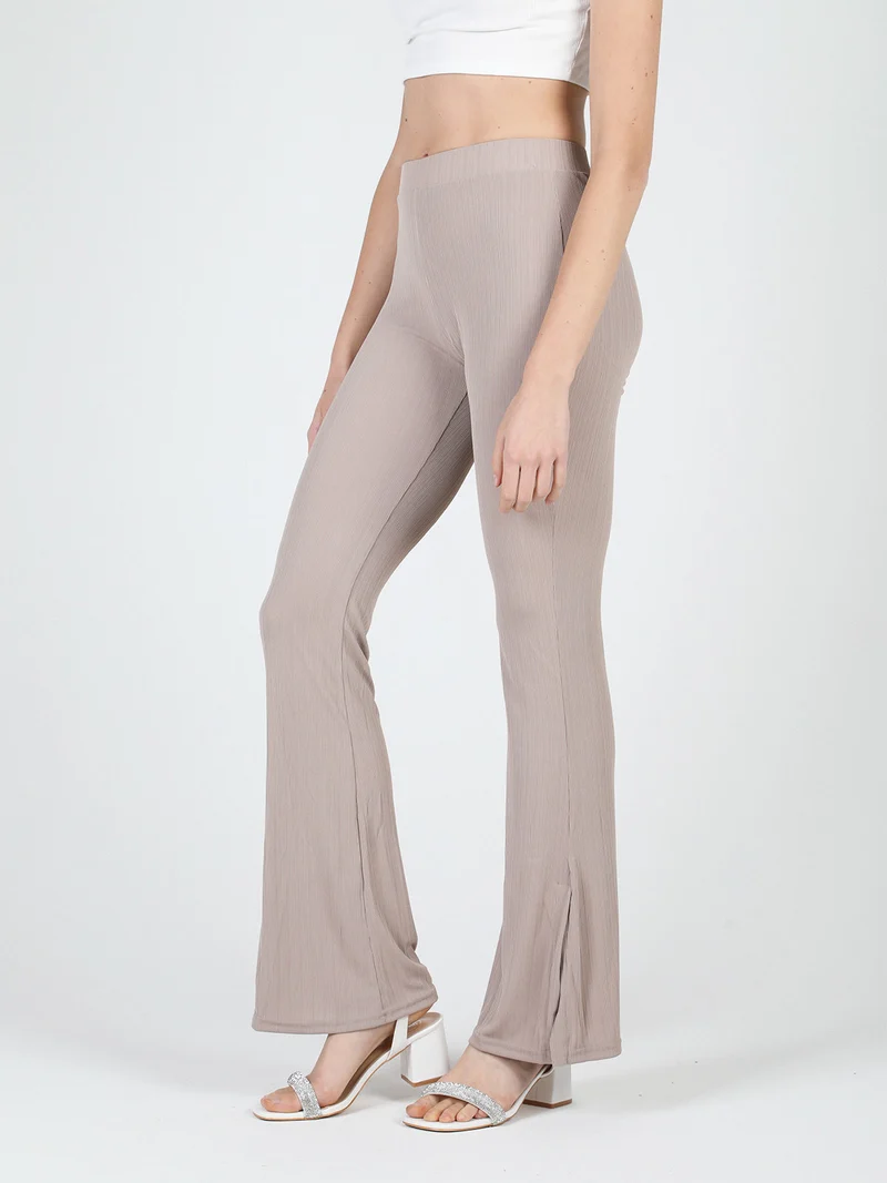 Leggings donna leggeri con finale a zampa e spacco laterale - khaki
