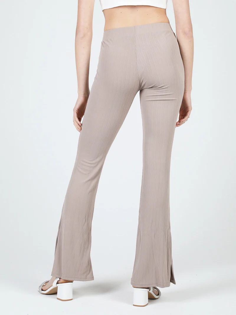 Leggings donna leggeri con finale a zampa e spacco laterale - khaki