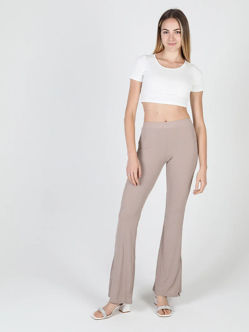 Leggings donna leggeri con finale a zampa e spacco laterale - khaki