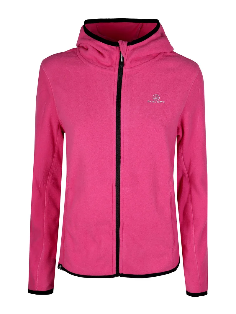 Felpa donna in pile con cappuccio e zip - anguria