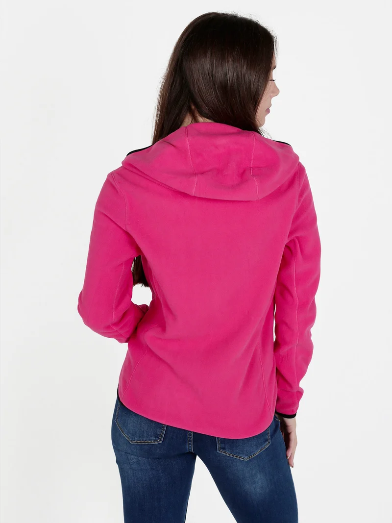 Felpa donna in pile con cappuccio e zip - anguria