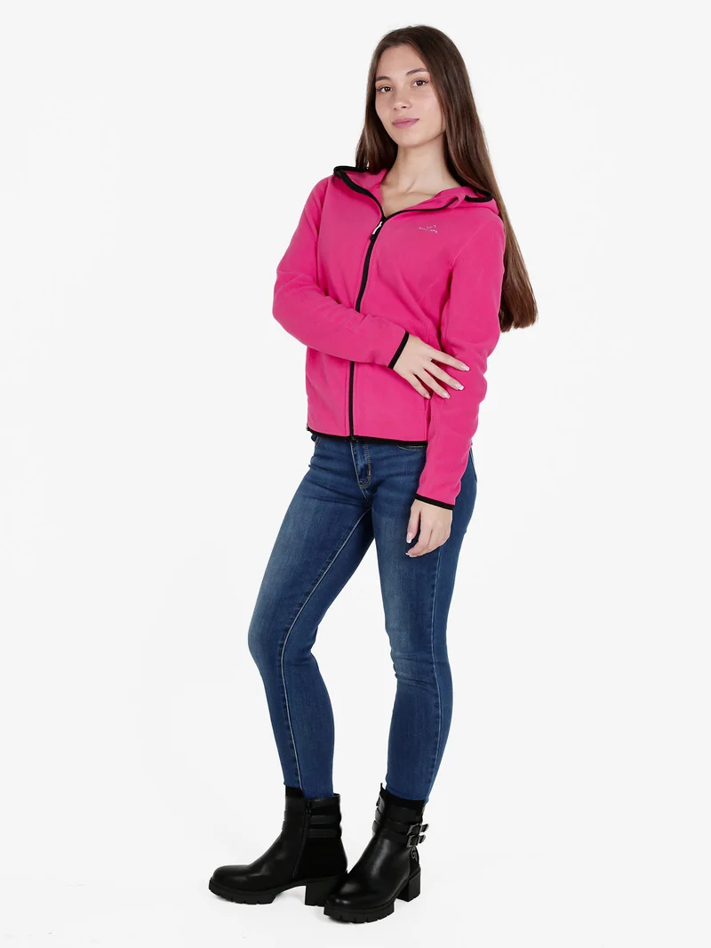 Felpa donna in pile con cappuccio e zip - anguria