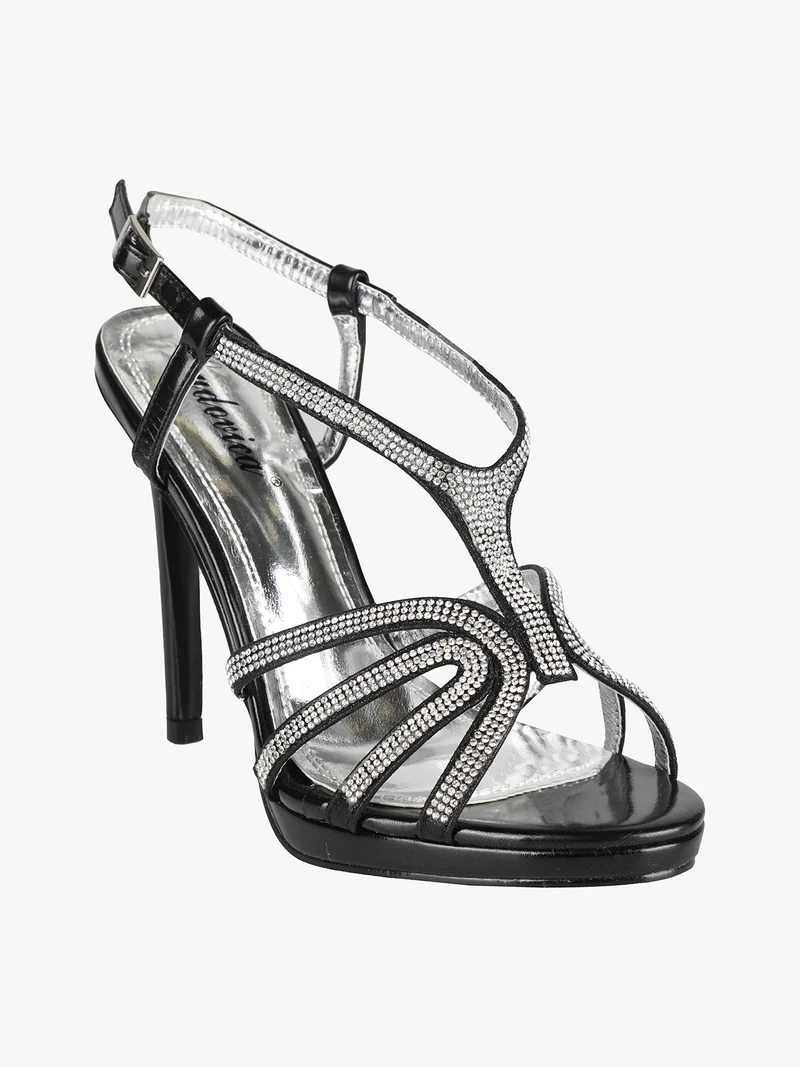 Sandali donna con glitter - nero