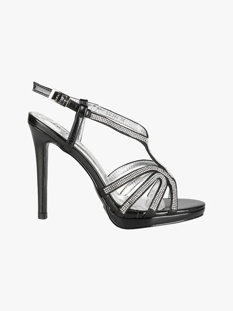 Sandali donna con glitter - nero