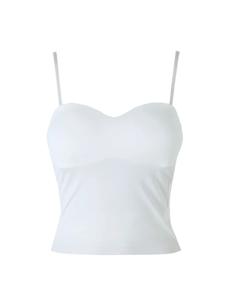 Top con coppe imbottite e spalline sottili - bianco