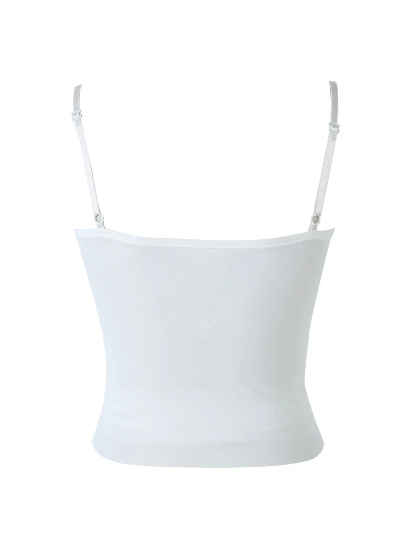 Top con coppe imbottite e spalline sottili - bianco