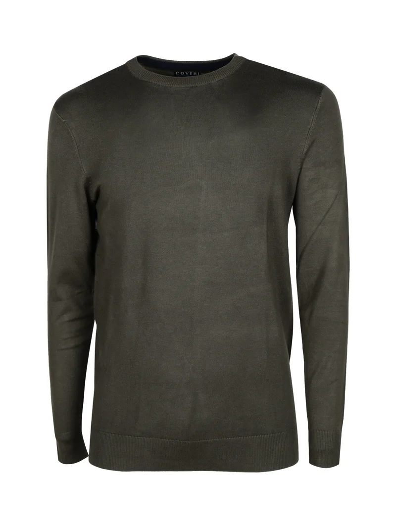 Pullover uomo girocollo in tinta unita - oliva