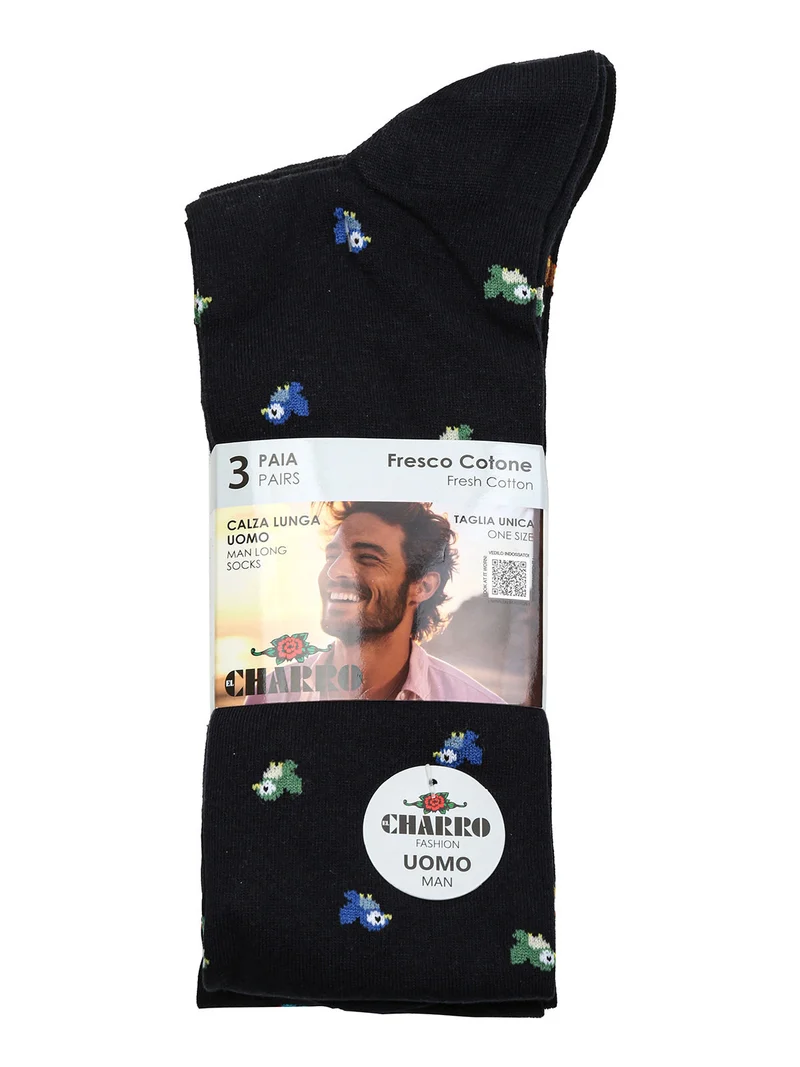 Confezione da 3 paia di calze lunghe uomo in cotone - blu scuro