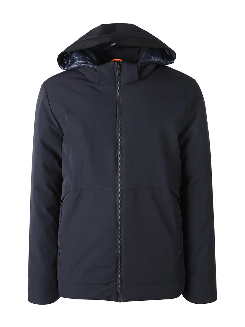 Giubbotto uomo imbottito con cappuccio e zip - blu scuro