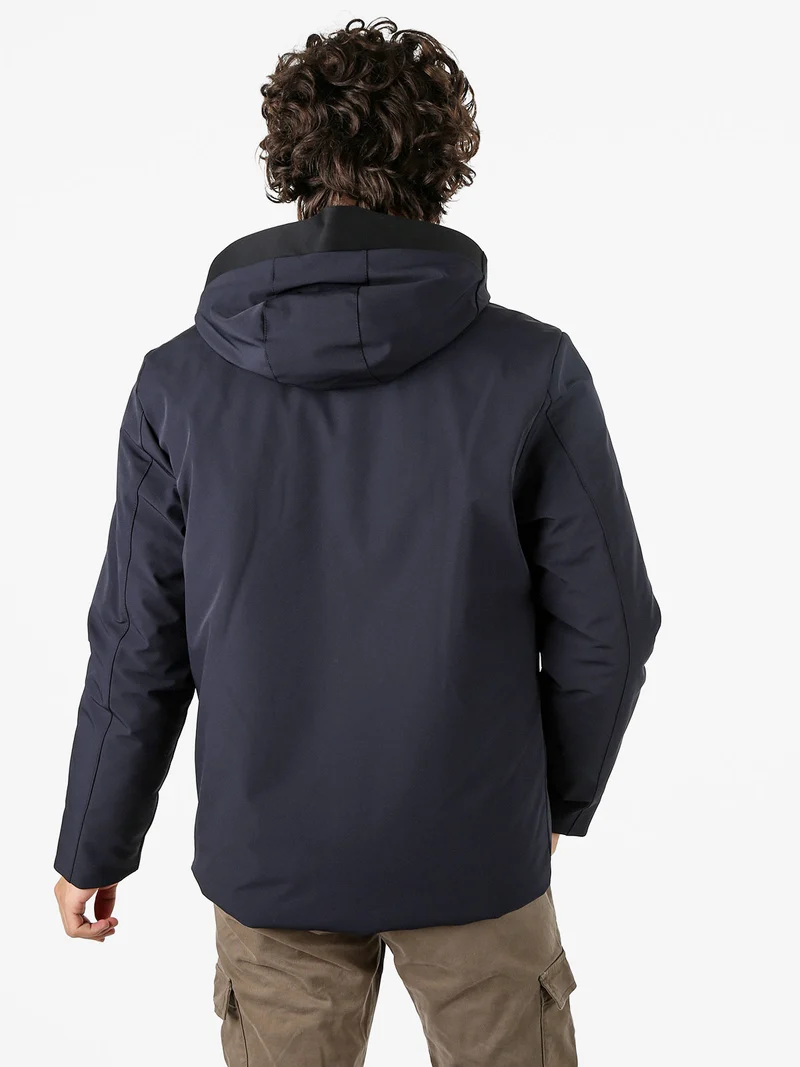 Giubbotto uomo imbottito con cappuccio e zip - blu scuro