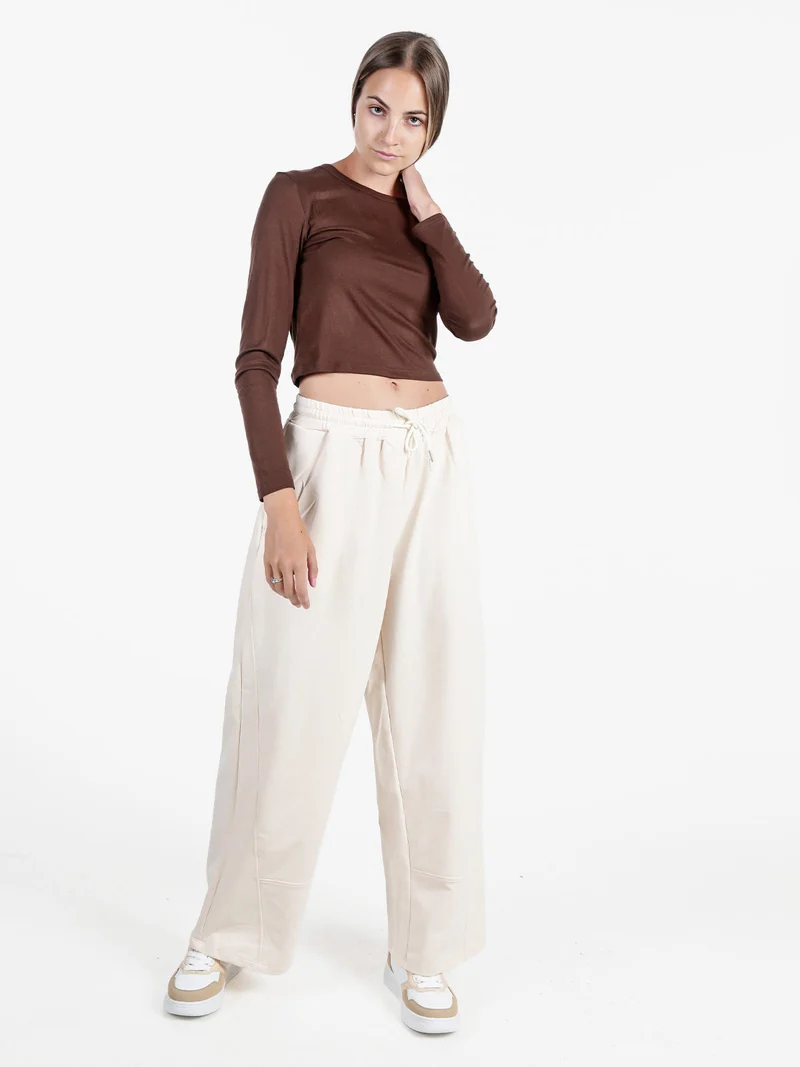 T-shirt donna a maniche lunghe in viscosa - marrone