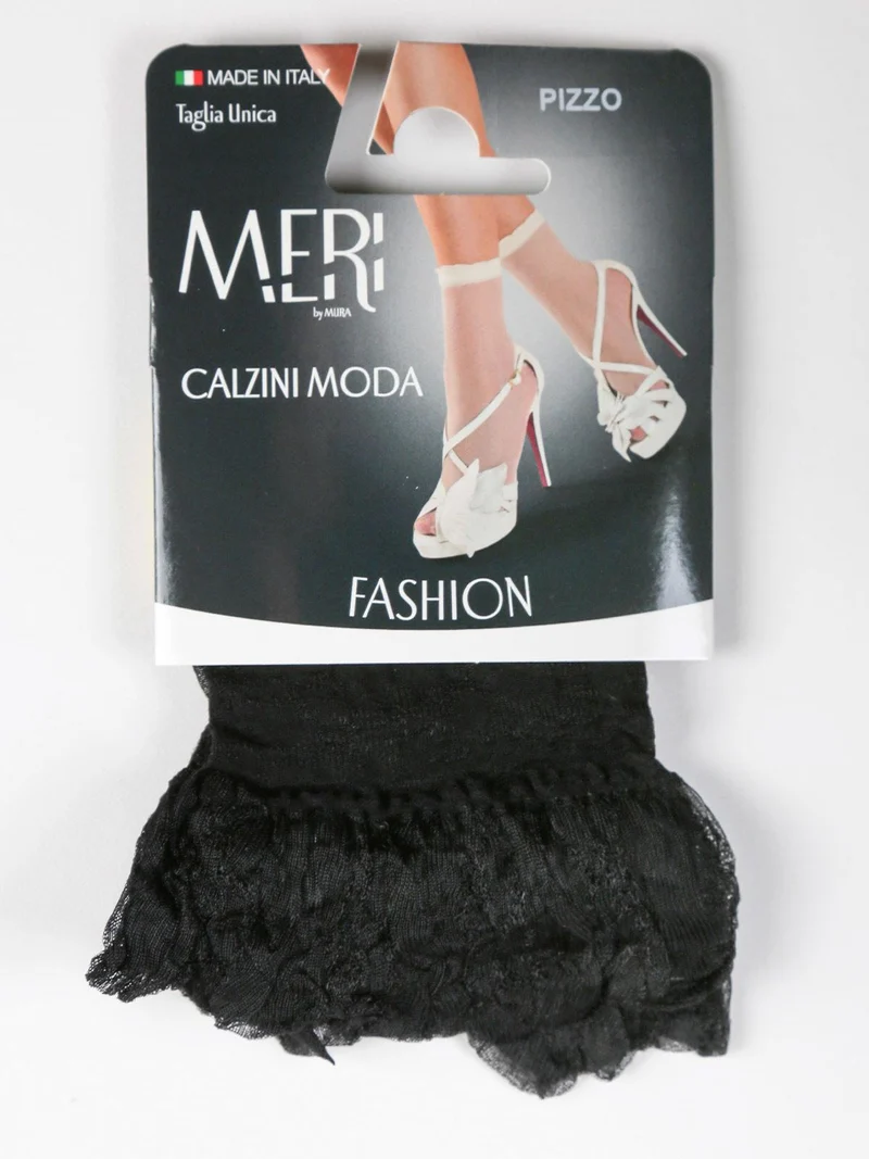 Calzine moda con pizzo - nero