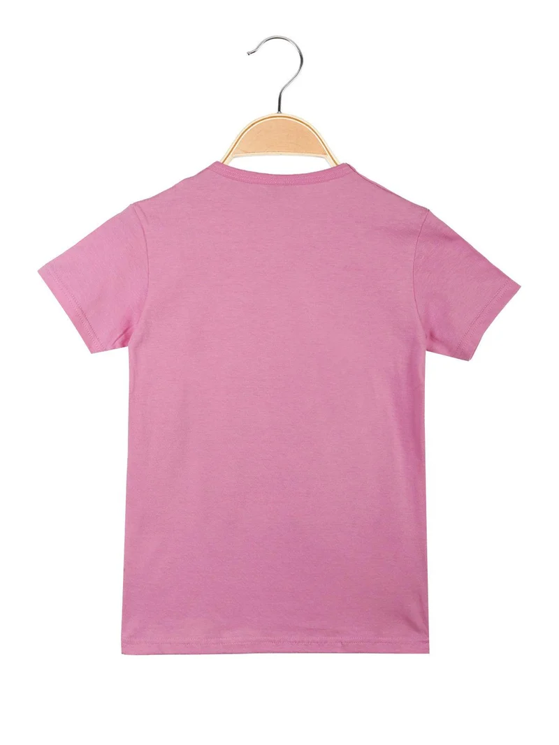 T-shirt bambina in cotone con stampa - rosa