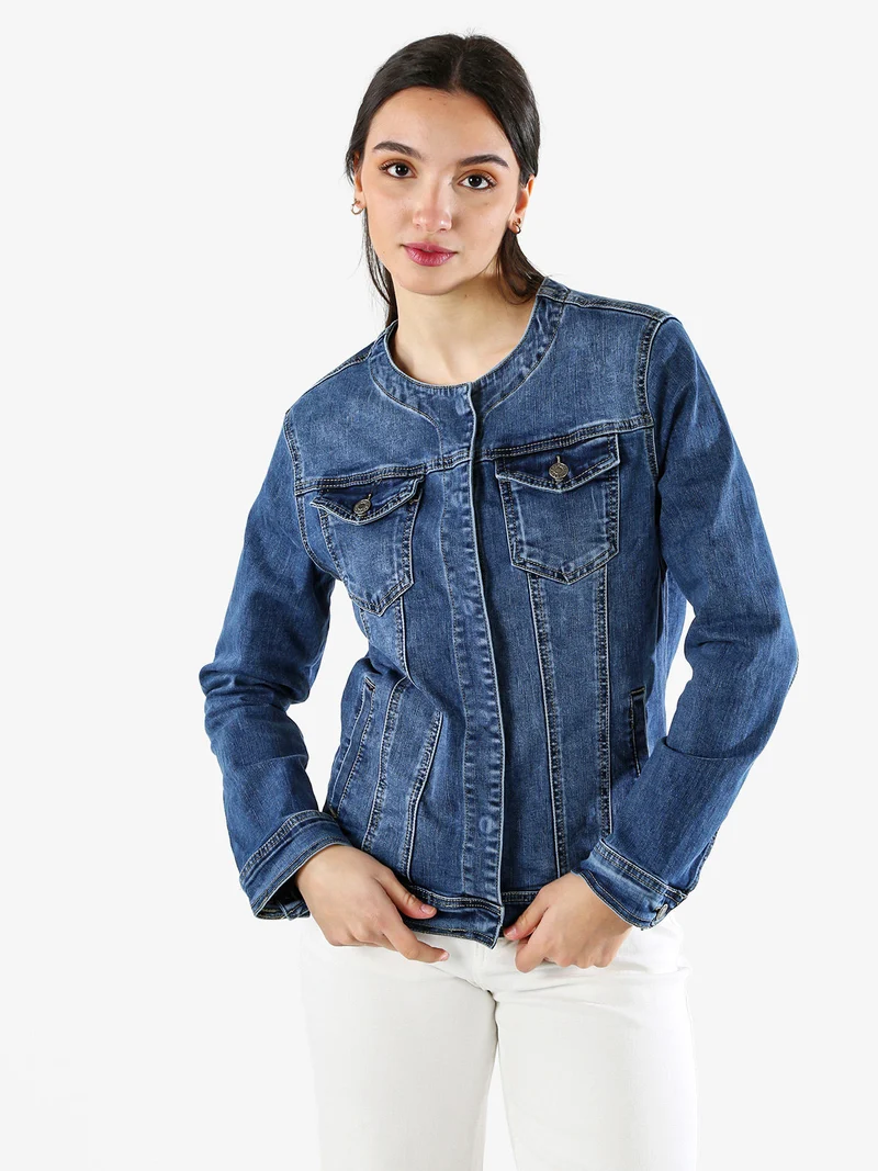 Giacca donna in jeans con bottoni taglie grandi - jeans