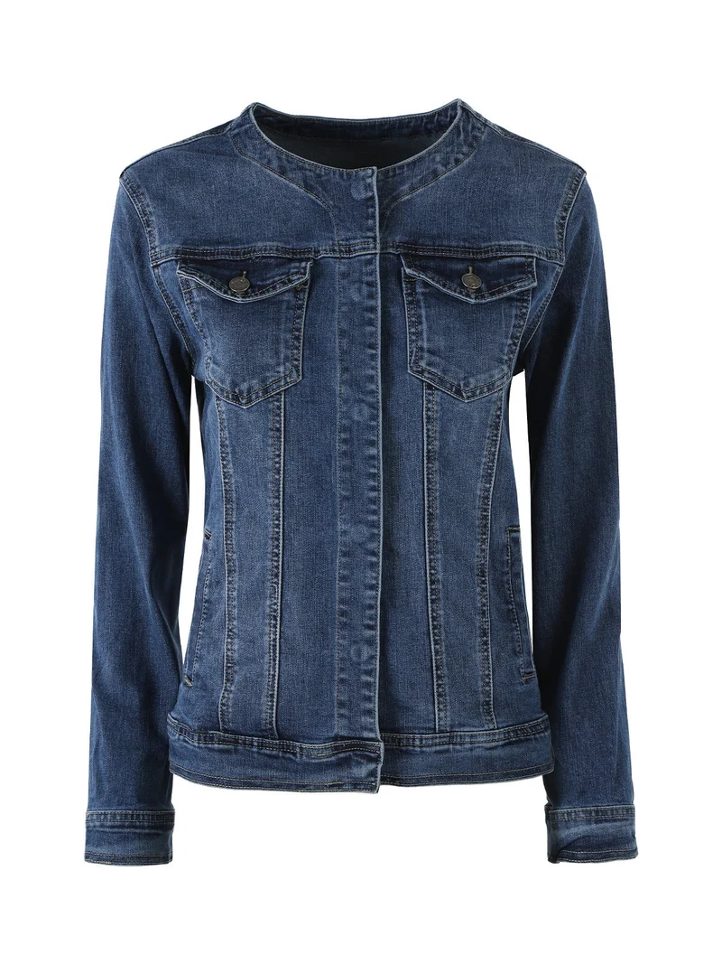 Giacca donna in jeans con bottoni taglie grandi - jeans