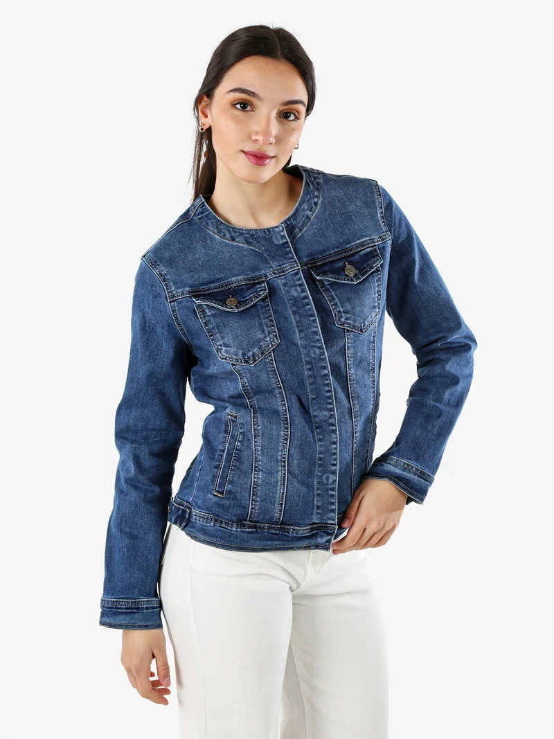 Giacca donna in jeans con bottoni taglie grandi - jeans