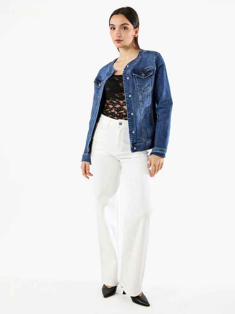 Giacca donna in jeans con bottoni taglie grandi - jeans