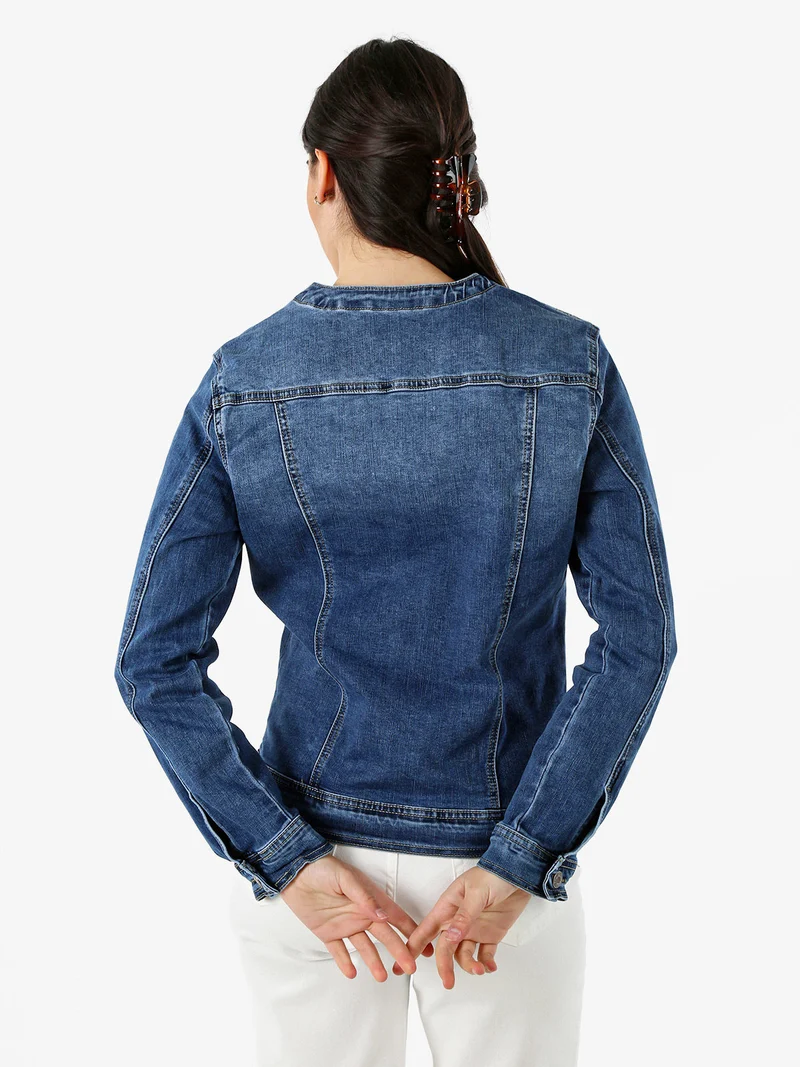 Giacca donna in jeans con bottoni taglie grandi - jeans