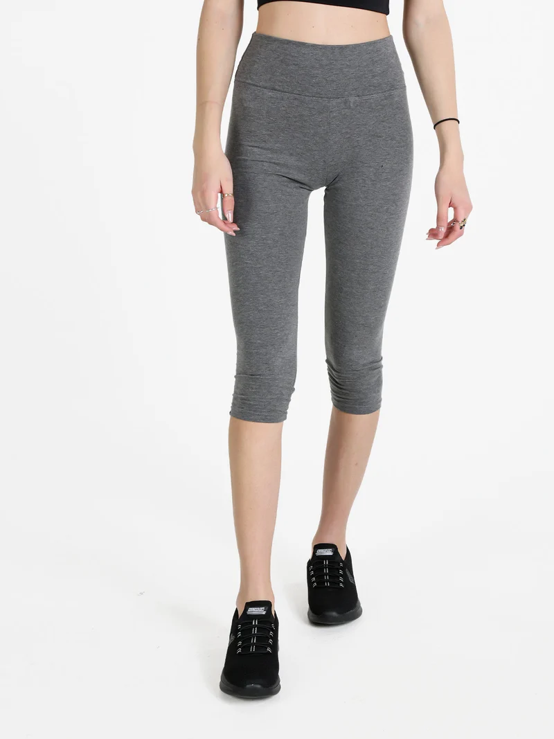 Leggings capri pancia piatta donna - grigio scuro