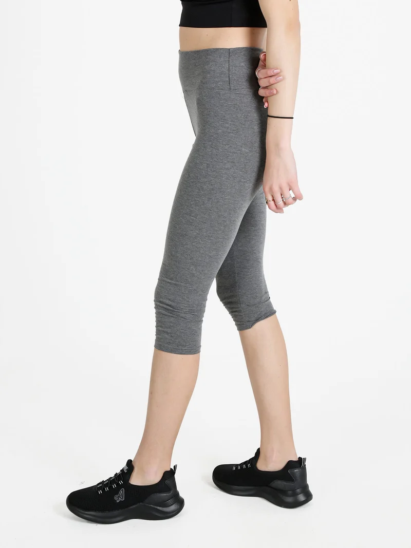 Leggings capri pancia piatta donna - grigio scuro