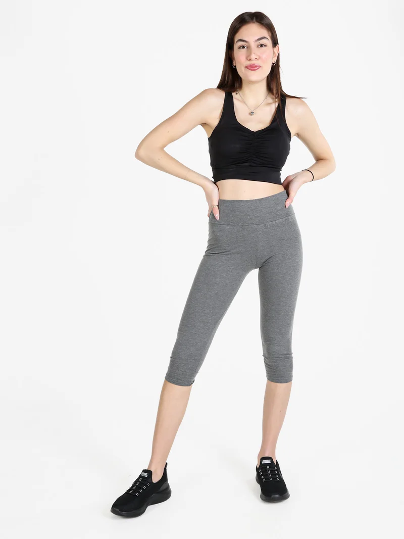 Leggings capri pancia piatta donna - grigio scuro