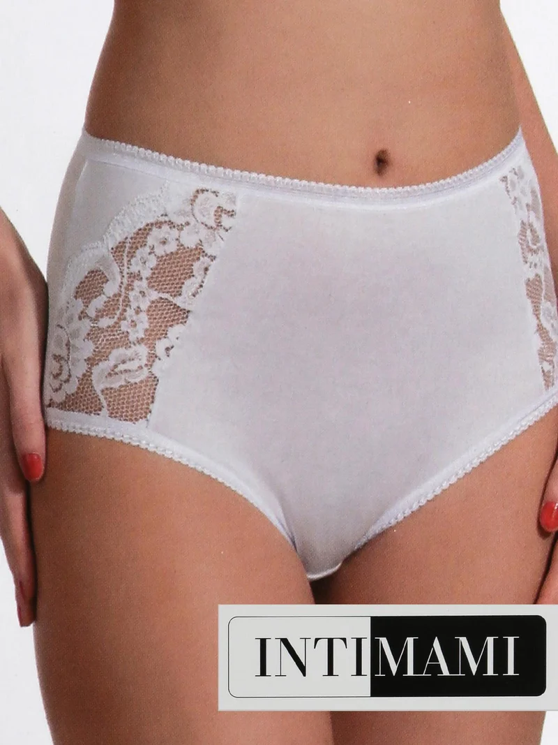 Culotte in cotone elastico con pizzo - bianco