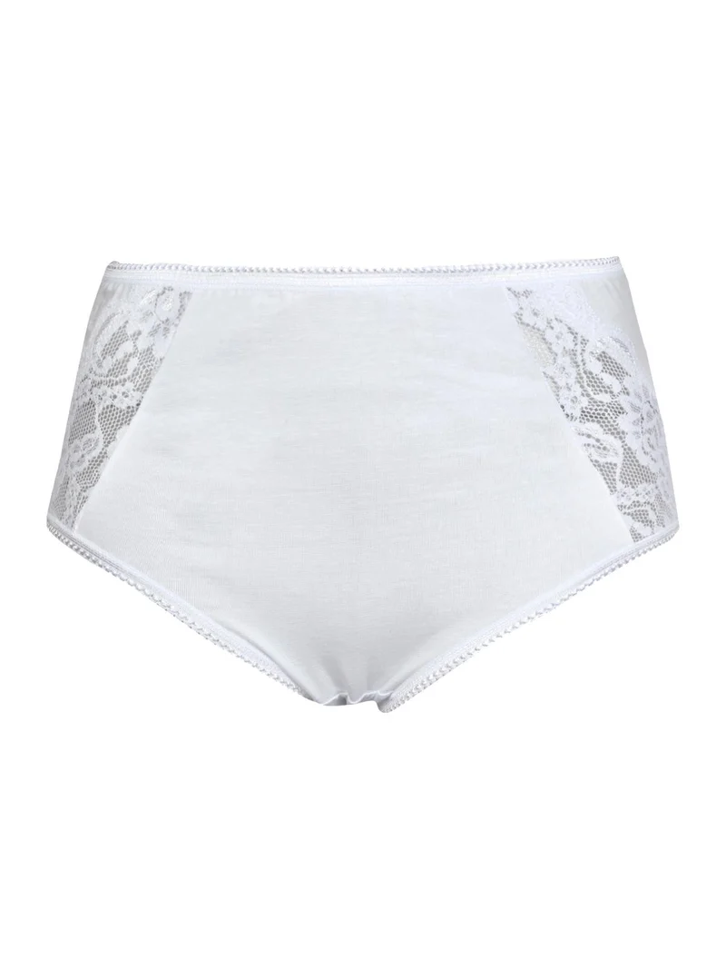 Culotte in cotone elastico con pizzo - bianco