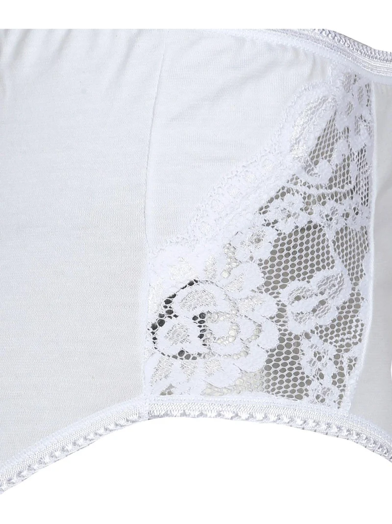 Culotte in cotone elastico con pizzo - bianco