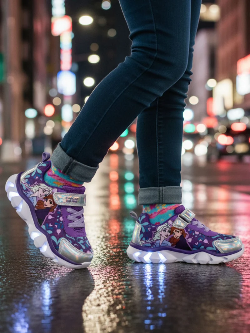 Sneakers da bambina sportive con strappo e luci - multicolore