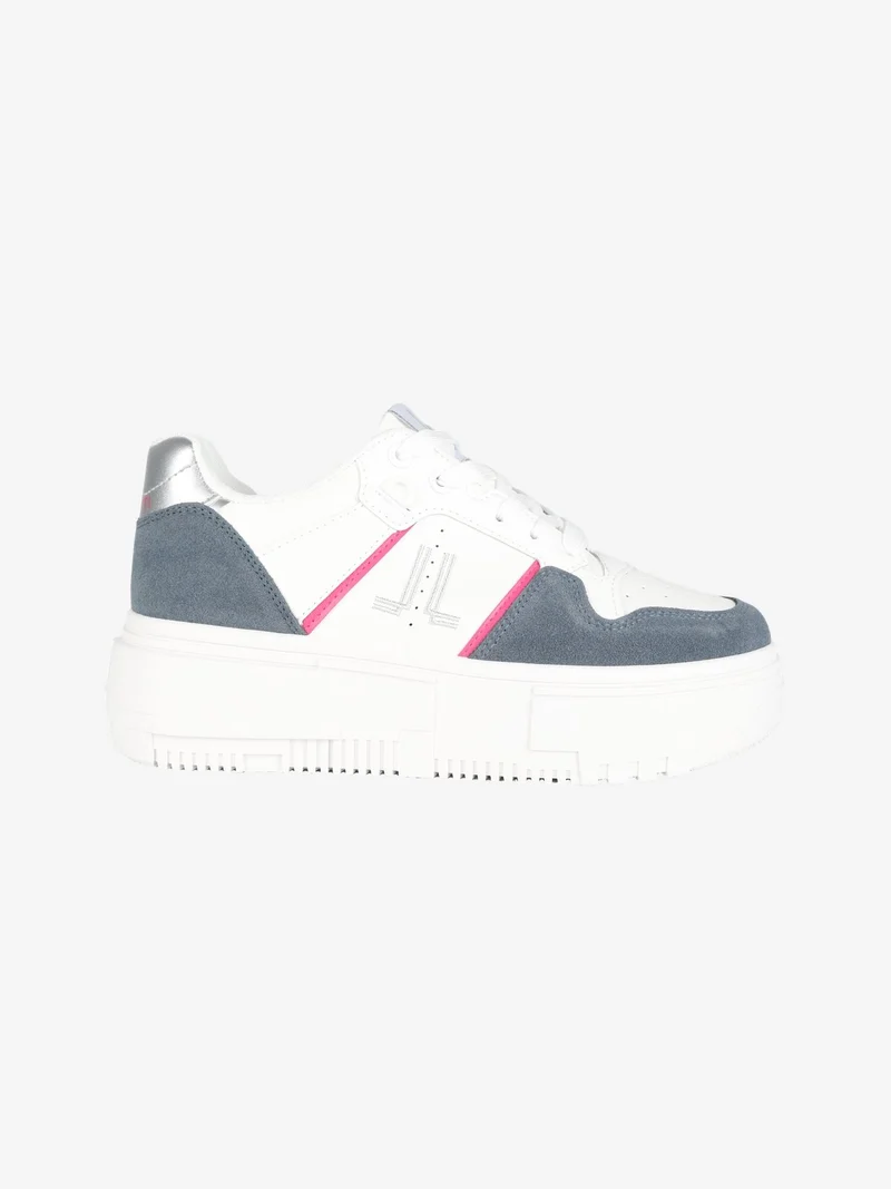 Sneakers donna stringata con platform - bianco