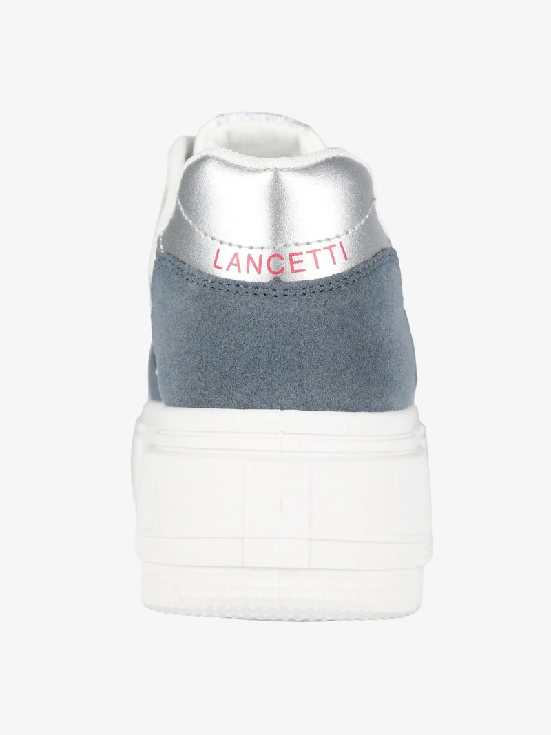 Sneakers donna stringata con platform - bianco
