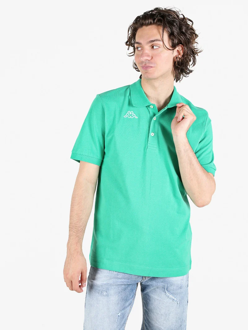 Polo da uomo in cotone a manica corta con logo - acqua marina