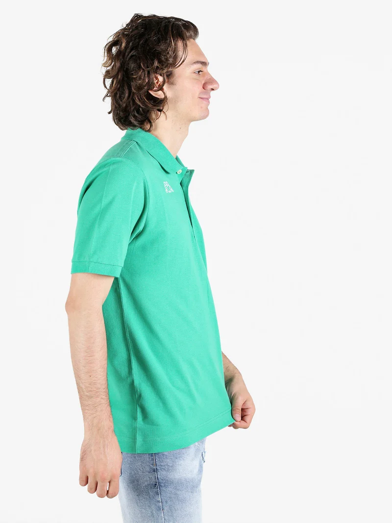Polo da uomo in cotone a manica corta con logo - acqua marina