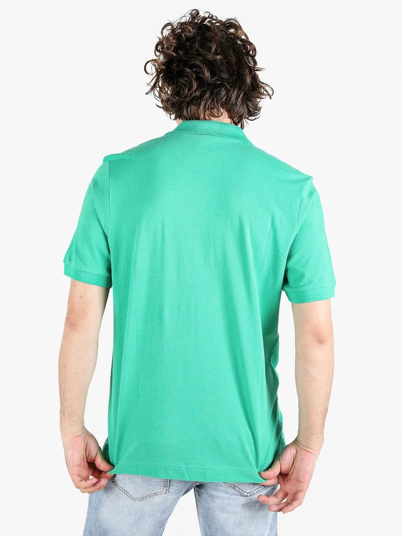 Polo da uomo in cotone a manica corta con logo - acqua marina