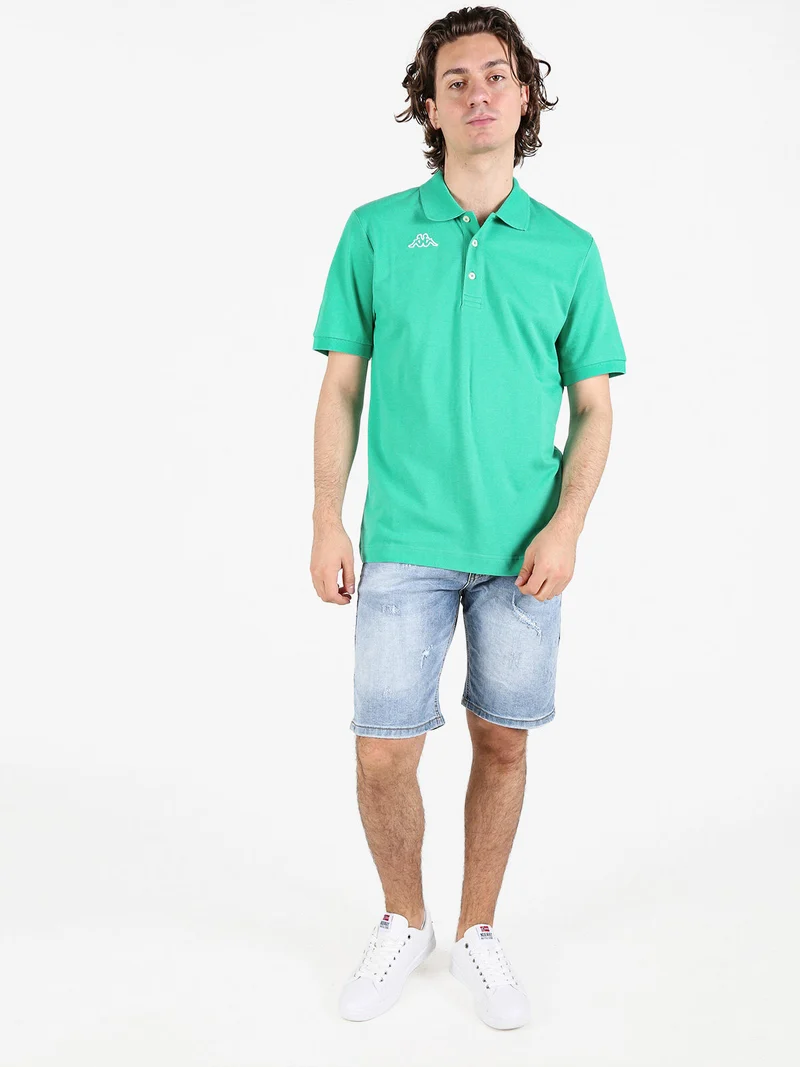 Polo da uomo in cotone a manica corta con logo - acqua marina