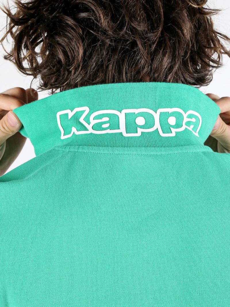 Polo da uomo in cotone a manica corta con logo - acqua marina