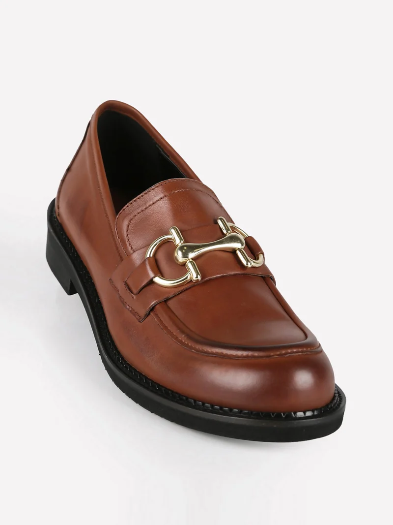 Mocassini donna in pelle - marrone