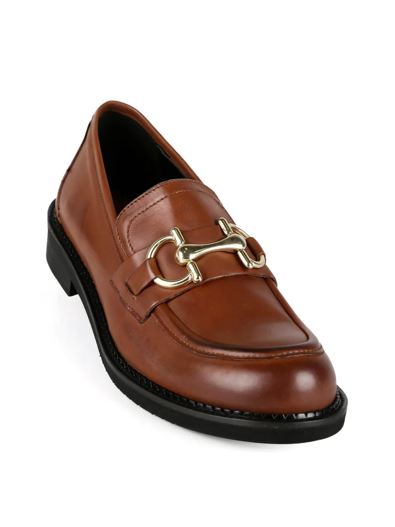 Mocassini donna in pelle - marrone